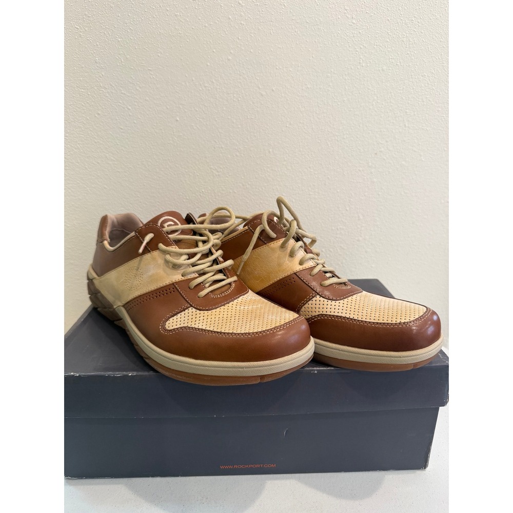 Rockport Day‎ Pass Mens 11 Dark Tan Camel Leather Walking Shoes APM2673F